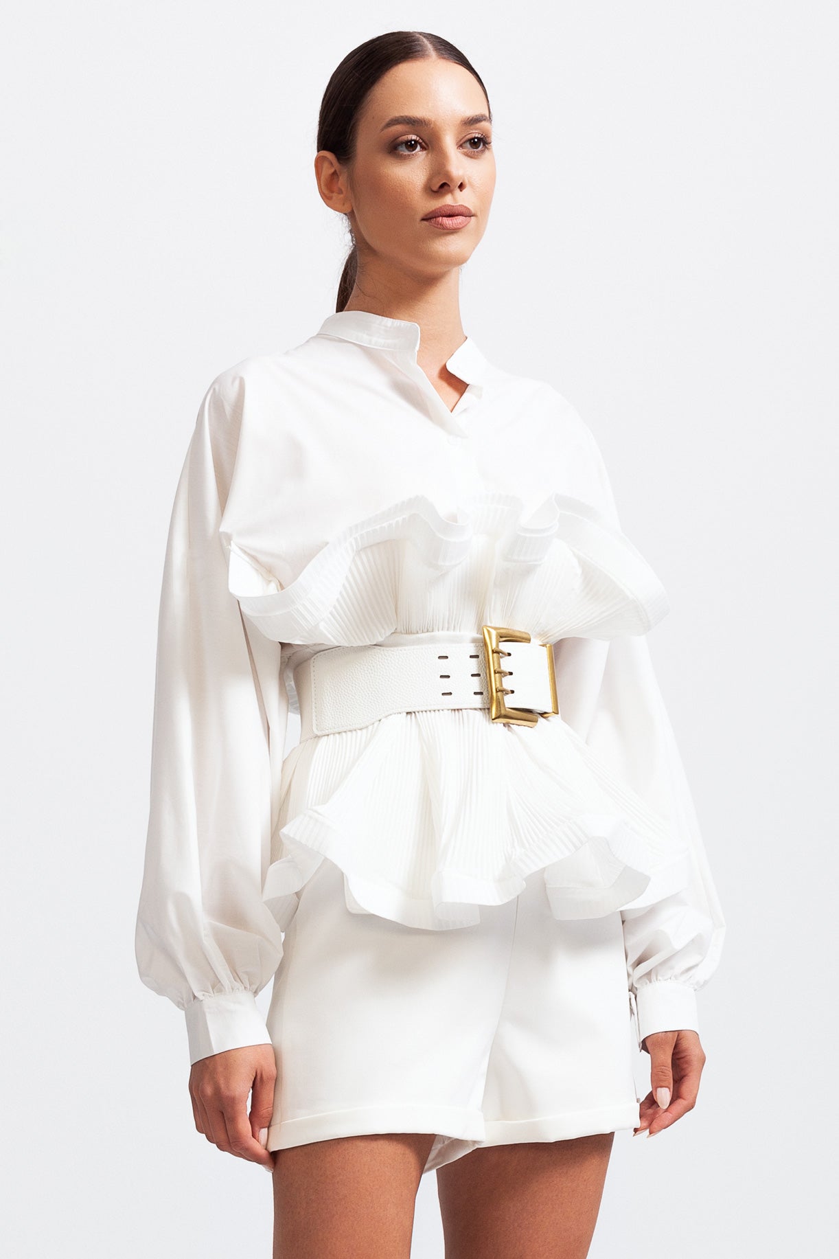 Elodie™ | Ruffled Belted Shirt