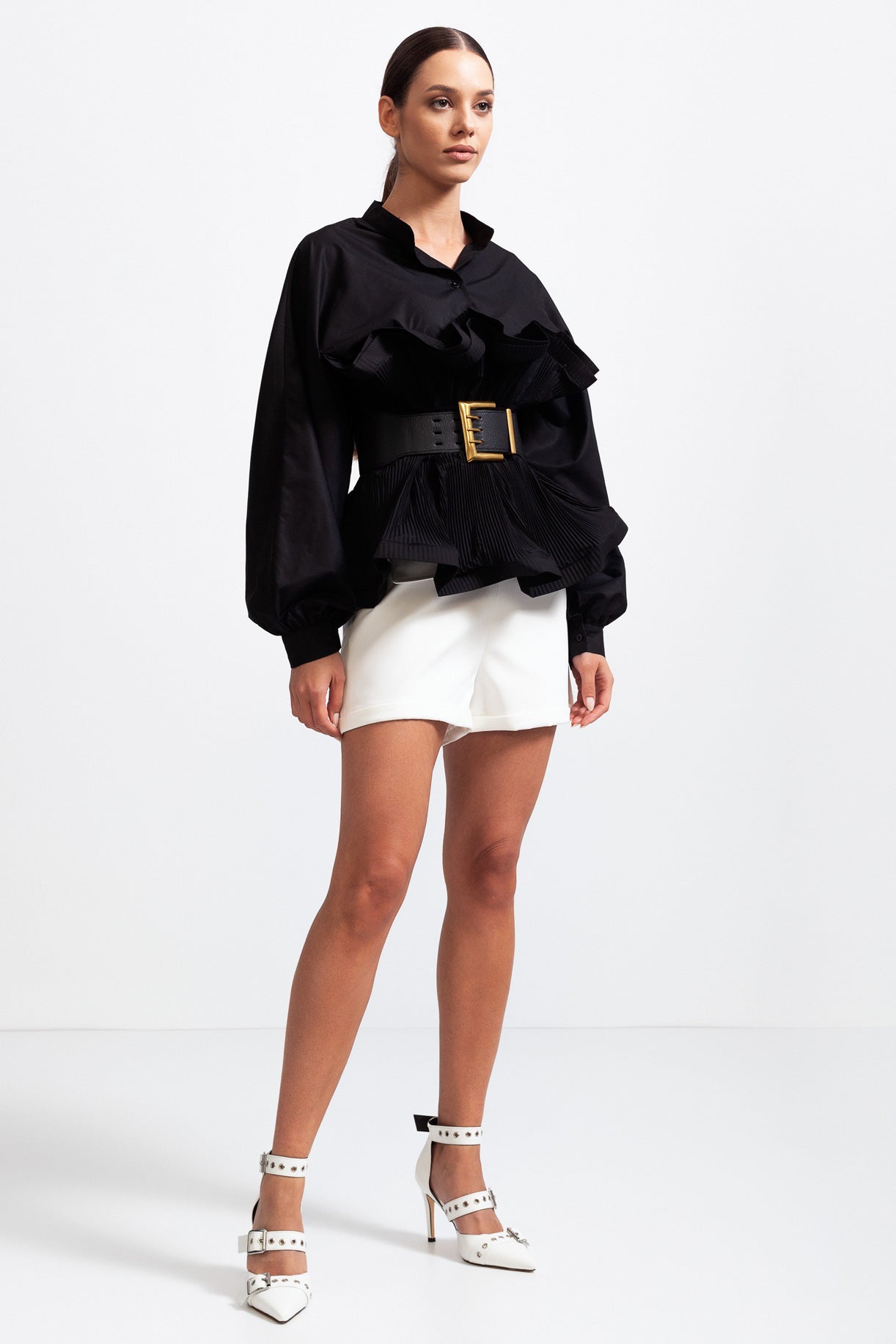 Elodie™ | Ruffled Belted Shirt