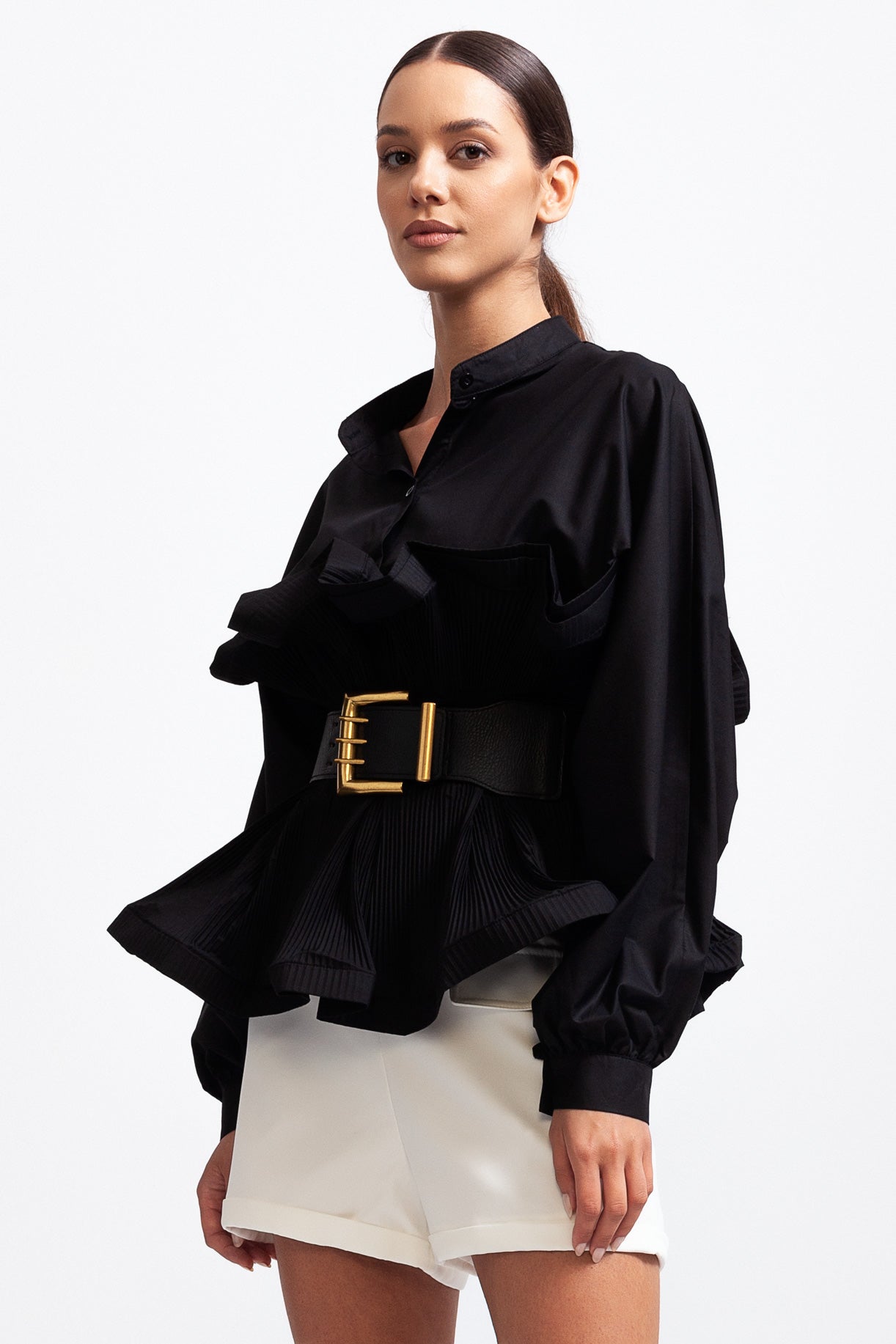 Elodie™ | Ruffled Belted Shirt
