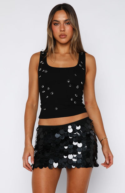 Selene™ | Cream Sequin Shell Mini Skirt