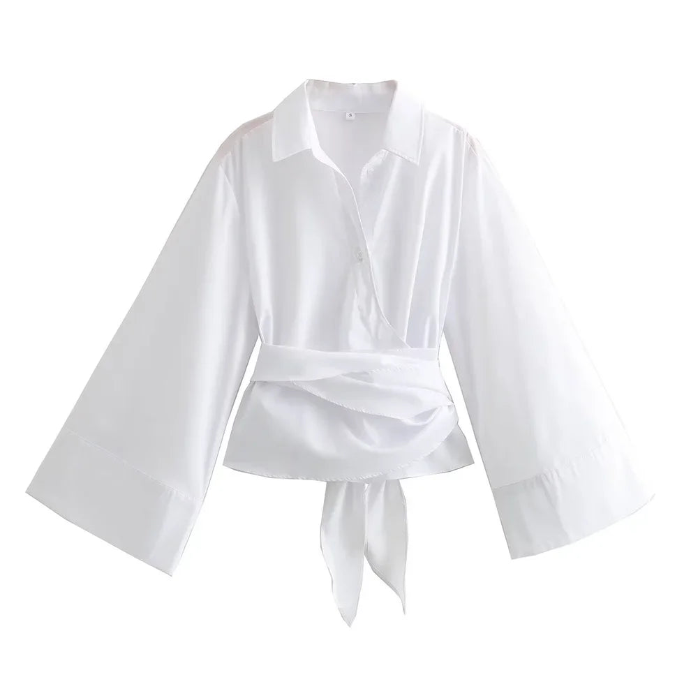 Freya™ | Cropped Bow Poplin Shirt
