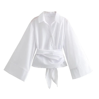 Freya™ | Cropped Bow Poplin Shirt