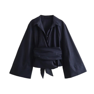 Freya™ | Cropped Bow Poplin Shirt