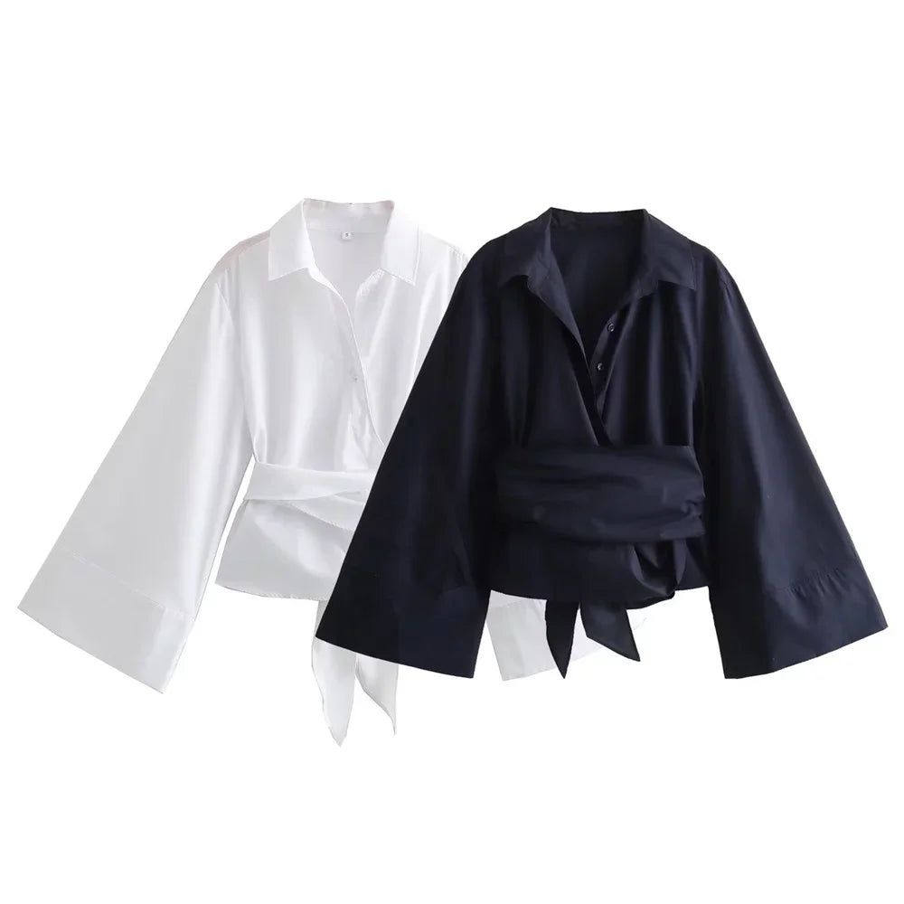 Freya™ | Cropped Bow Poplin Shirt