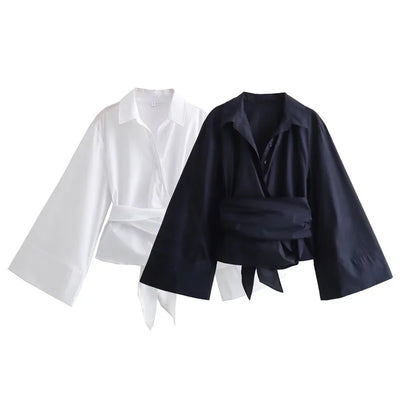 Freya™ | Cropped Bow Poplin Shirt