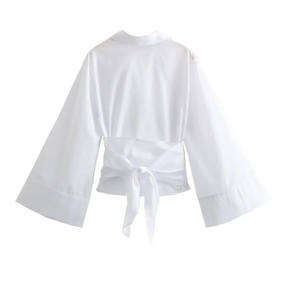 Freya™ | Cropped Bow Poplin Shirt