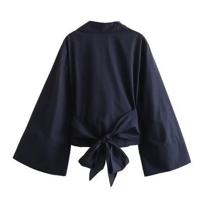 Freya™ | Cropped Bow Poplin Shirt
