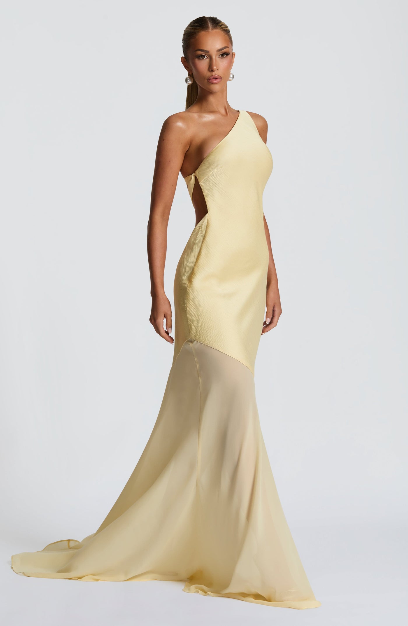 Celeste™ | One-Shoulder Mesh Gown