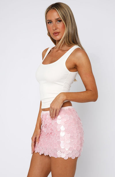 Selene™ | Cream Sequin Shell Mini Skirt